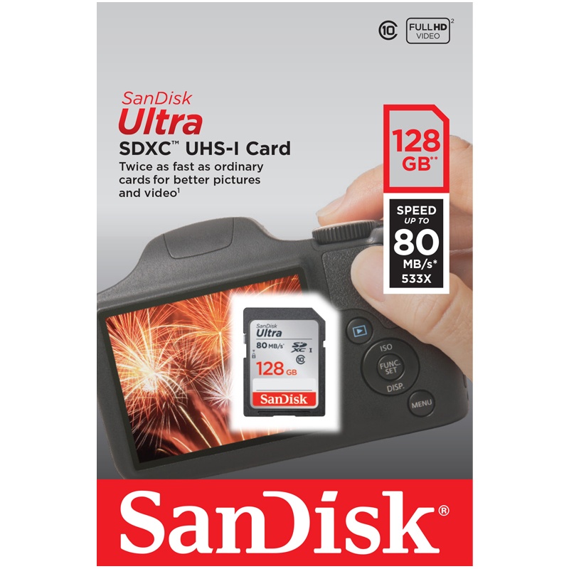 Thẻ nhớ SDXC 128 GB Sandisk 80MB/s